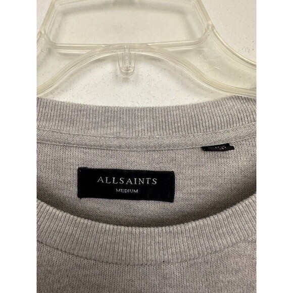 AllSaints Cordum Crewneck Sweatshirt Gray Cotton Blend Fleece Basic Men's Medium - Picture 3 of 10
